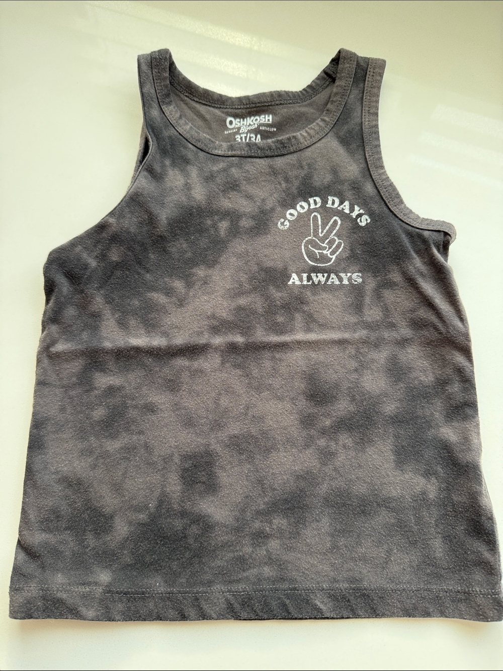 OshKosh B'gosh Charcoal Tie-Dye Tank Top with 'Good Days Always' Graphic